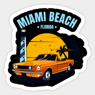 Miami Beach Muscle Car Florida Sticker